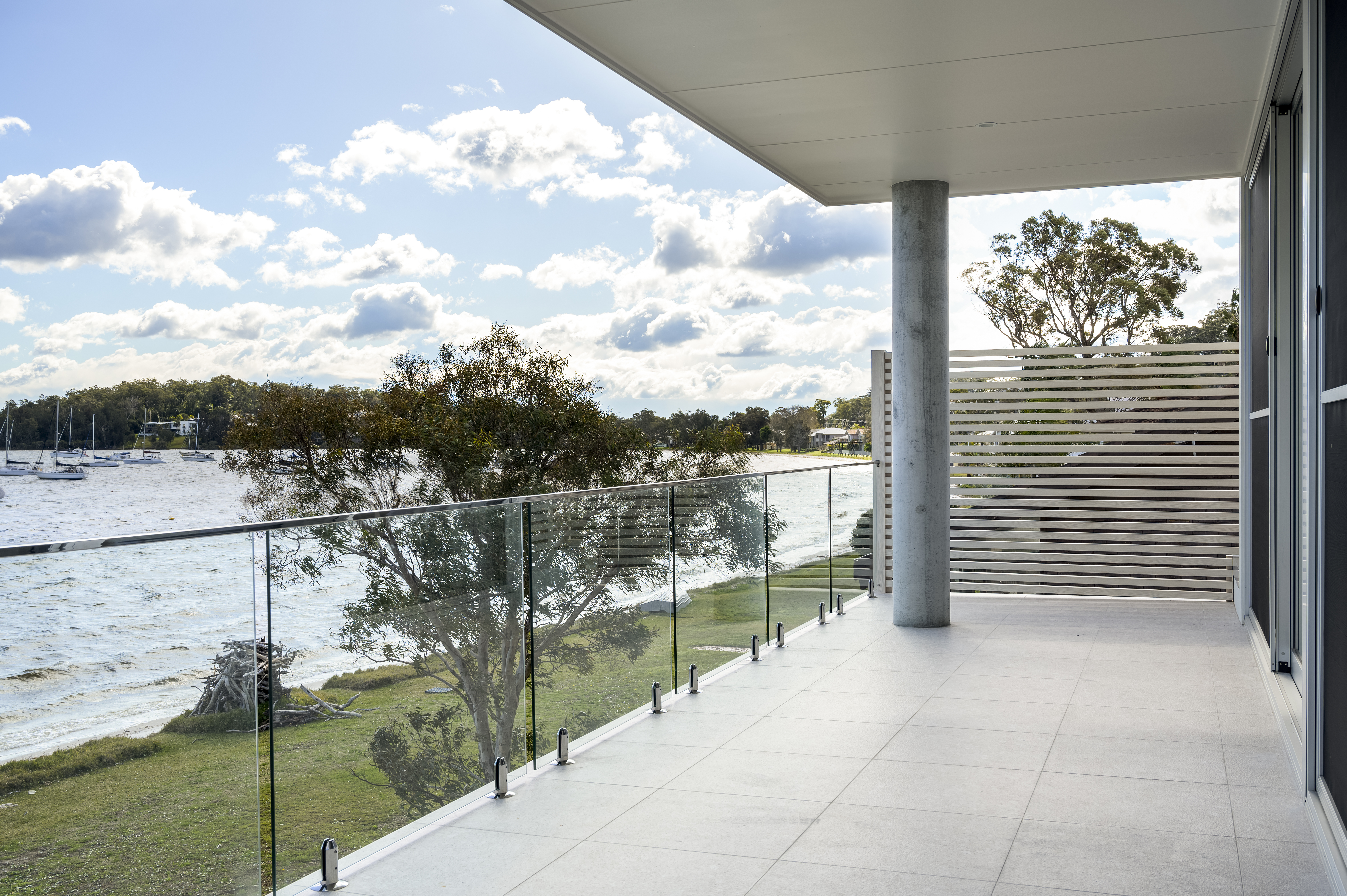 balcony overlooking the water